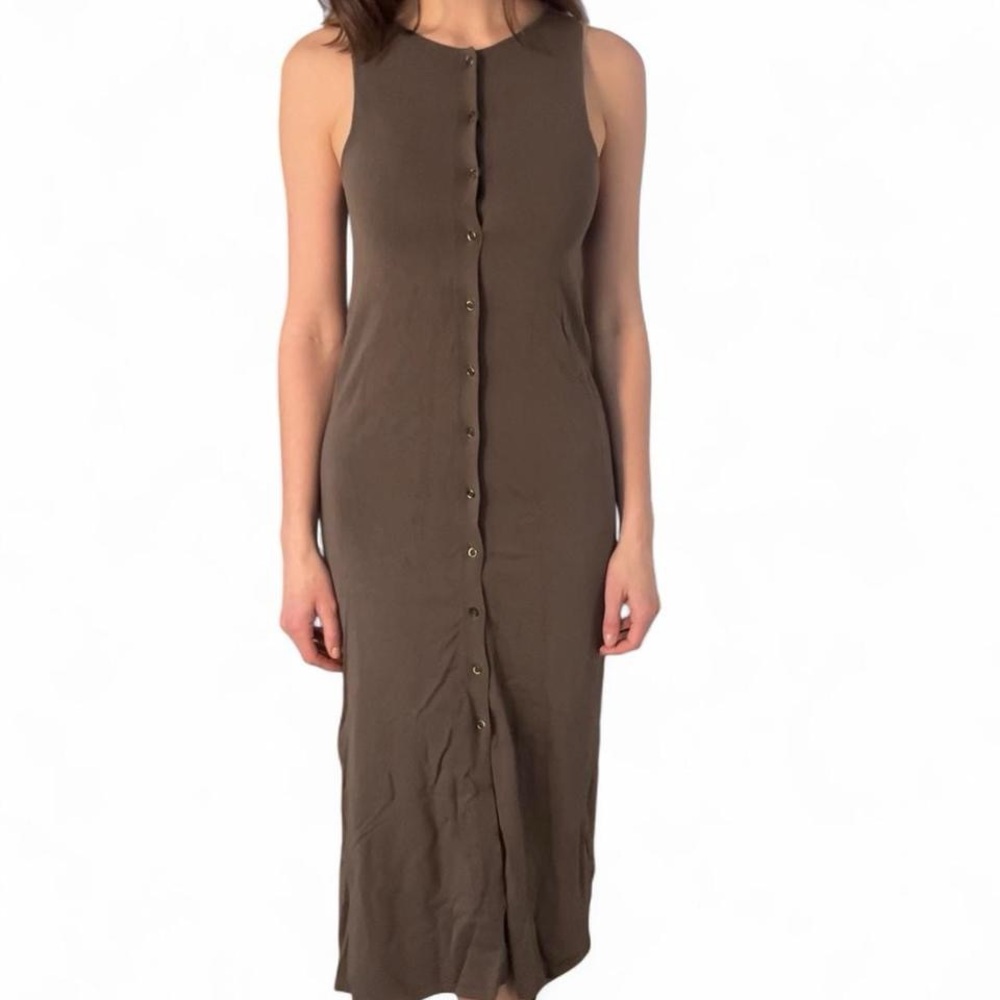 Elegant Brown Button-Down Dress
